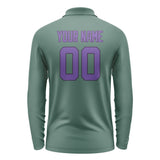 Custom Blue Green Light Purple Long Sleeve Polo Shirt