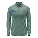 Custom Blue Green Navy Long Sleeve Polo Shirt