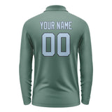 Custom Blue Green Light Blue Long Sleeve Polo Shirt