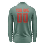 Custom Blue Green Coral Red Long Sleeve Polo Shirt