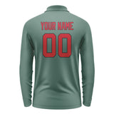 Custom Blue Green Red Long Sleeve Polo Shirt