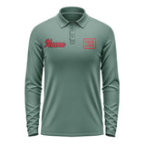 Custom Blue Green Red Long Sleeve Polo Shirt