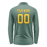 Custom Blue Green Gold Long Sleeve Polo Shirt
