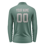 Custom Blue Green Gray Long Sleeve Polo Shirt