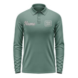 Custom Blue Green Gray Long Sleeve Polo Shirt