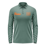 Custom Blue Green Orange Long Sleeve Polo Shirt