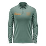 Custom Blue Green Khaki Long Sleeve Polo Shirt