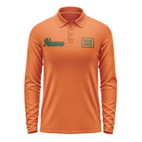 Custom Orange Green Long Sleeve Polo Shirt