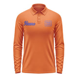 Custom Orange Light Purple Long Sleeve Polo Shirt