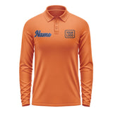 Custom Orange Navy Long Sleeve Polo Shirt