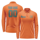 Custom Orange Blue Green Long Sleeve Polo Shirt