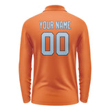 Custom Orange Light Blue Long Sleeve Polo Shirt