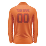 Custom Orange Coral Red Long Sleeve Polo Shirt