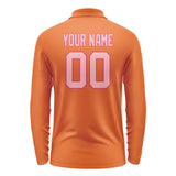 Custom Orange Light Pink Long Sleeve Polo Shirt