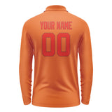 Custom Orange Orange Red Long Sleeve Polo Shirt