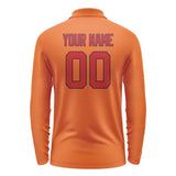 Custom Orange Red Long Sleeve Polo Shirt