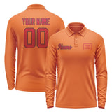 Custom Orange Red Long Sleeve Polo Shirt