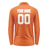 Custom Orange White Long Sleeve Polo Shirt