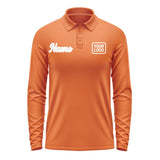 Custom Orange White Long Sleeve Polo Shirt