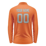 Custom Orange Gray Long Sleeve Polo Shirt