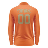 Custom Orange Light Khaki Long Sleeve Polo Shirt