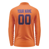 Custom Orange Purple Long Sleeve Polo Shirt
