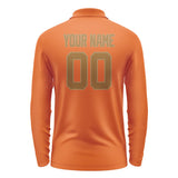 Custom Orange Khaki Long Sleeve Polo Shirt