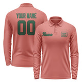 Custom Copper Rose Green Long Sleeve Polo Shirt