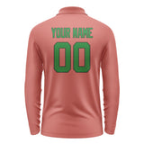 Custom Copper Rose Emerald Green Long Sleeve Polo Shirt