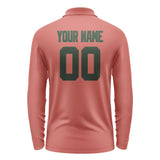 Custom Copper Rose Dark Green Long Sleeve Polo Shirt