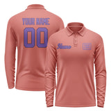 Custom Copper Rose Light Purple Long Sleeve Polo Shirt