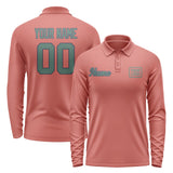 Custom Copper Rose Blue Green Long Sleeve Polo Shirt