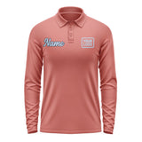 Custom Copper Rose Light Blue Long Sleeve Polo Shirt