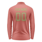 Custom Copper Rose Light Khaki Long Sleeve Polo Shirt