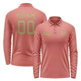 Custom Copper Rose Light Khaki Long Sleeve Polo Shirt
