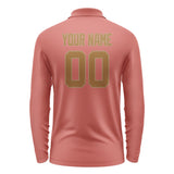 Custom Copper Rose Khaki Long Sleeve Polo Shirt