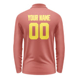 Custom Copper Rose Light Yellow Long Sleeve Polo Shirt
