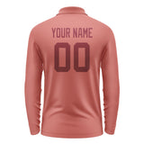 Custom Copper Rose Crimson Red Long Sleeve Polo Shirt
