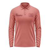 Custom Copper Rose Crimson Red Long Sleeve Polo Shirt