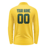 Custom Gold Green Long Sleeve Polo Shirt