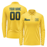 Custom Gold Dark Green Long Sleeve Polo Shirt