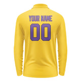 Custom Gold Light Purple Long Sleeve Polo Shirt