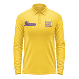 Custom Gold Light Purple Long Sleeve Polo Shirt
