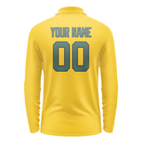 Custom Gold Blue Green Long Sleeve Polo Shirt