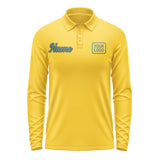 Custom Gold Blue Green Long Sleeve Polo Shirt