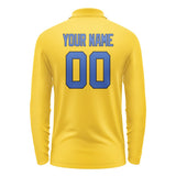 Custom Gold Sky Blue Long Sleeve Polo Shirt