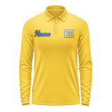 Custom Gold Sky Blue Long Sleeve Polo Shirt