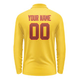 Custom Gold Coral Red Long Sleeve Polo Shirt