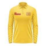 Custom Gold Coral Red Long Sleeve Polo Shirt