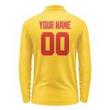 Custom Gold Orange Red Long Sleeve Polo Shirt